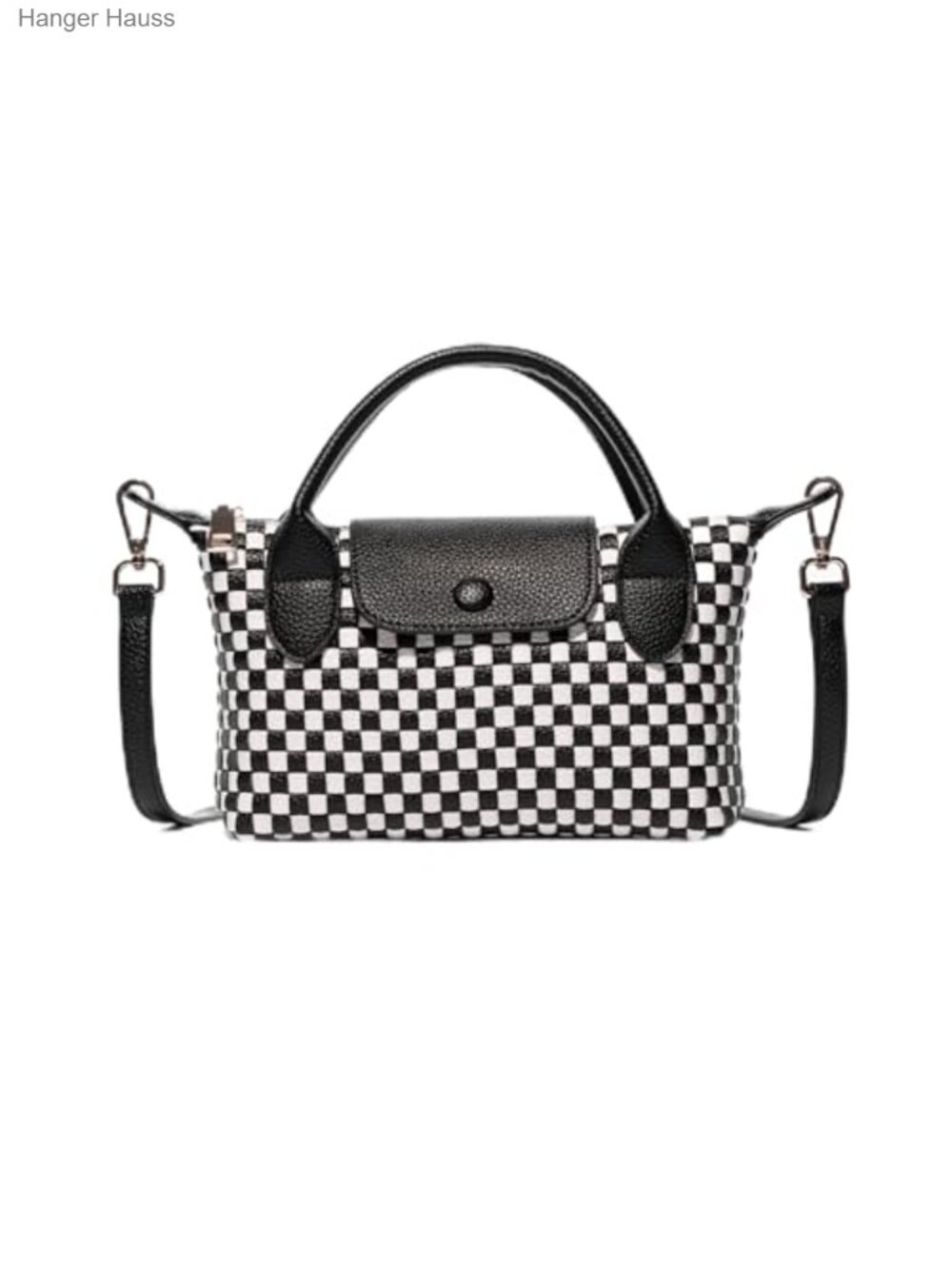 Woven Checkered Vegan Leather Crossbody Bag Mini Shoulder Purse